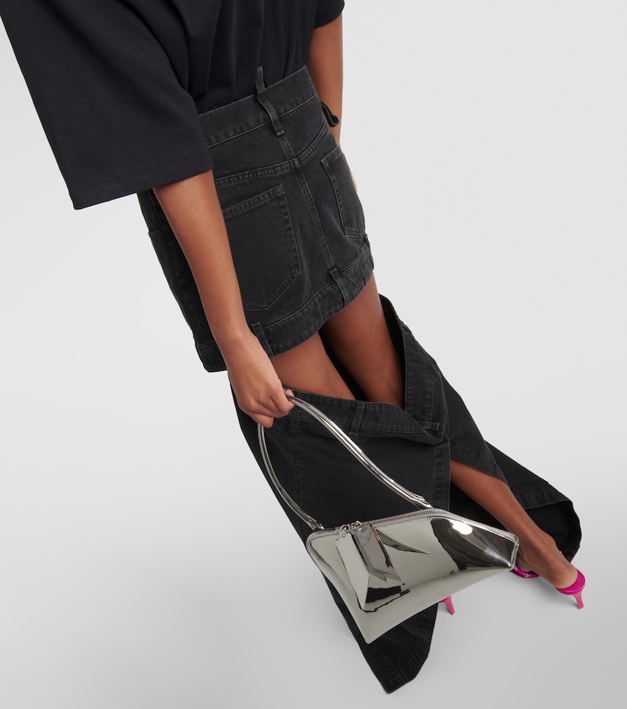 Deconstructed denim maxi skirt