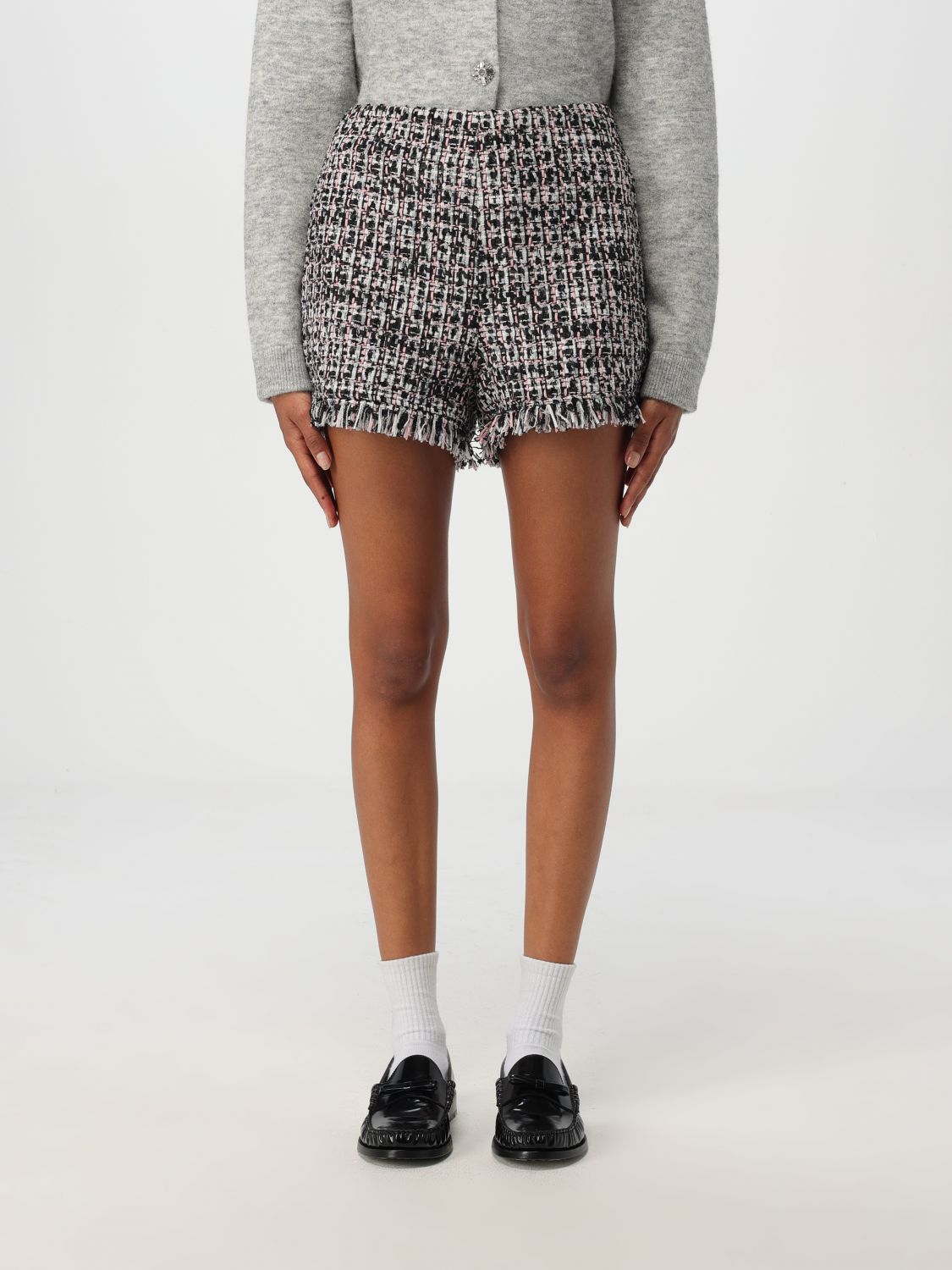 Tweed fringed shorts - Black