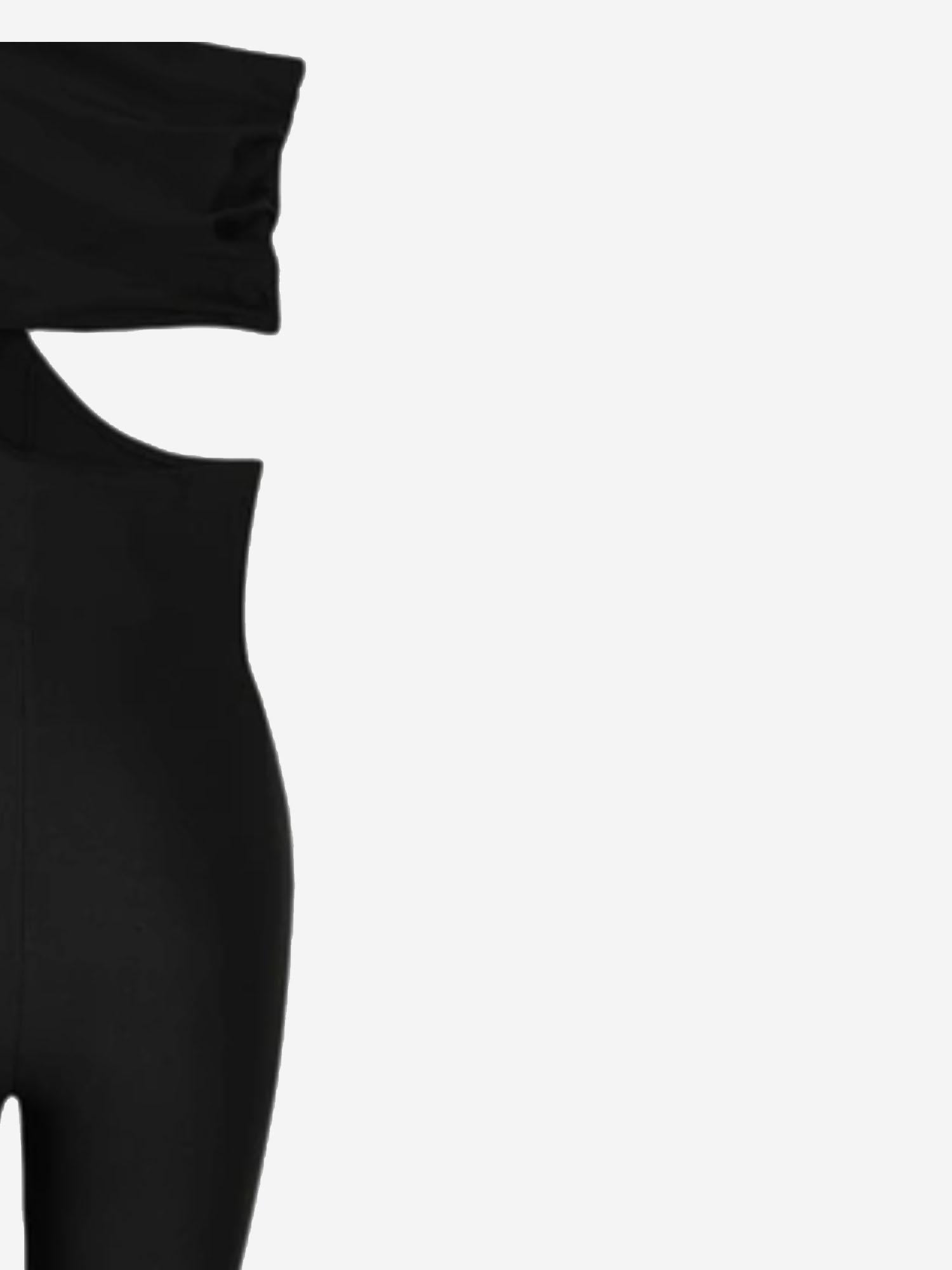 One-Shoulder Stretch Nylon Jumpsuit — Black