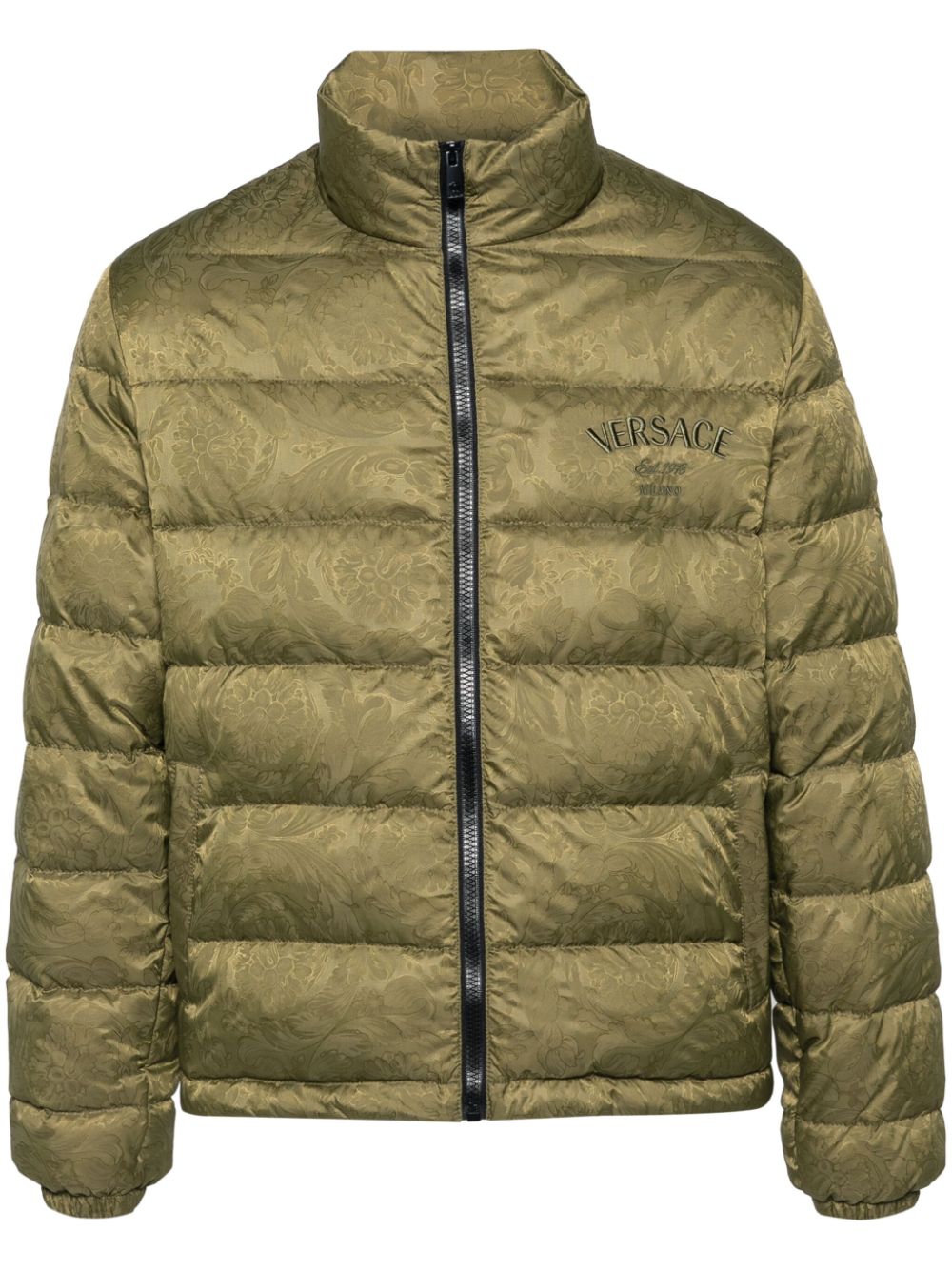 Barocco-print padded jacket - Green