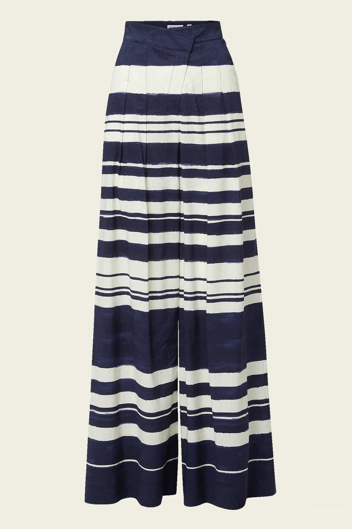 Heron Crossover Waistband Pant in Navy Dove White