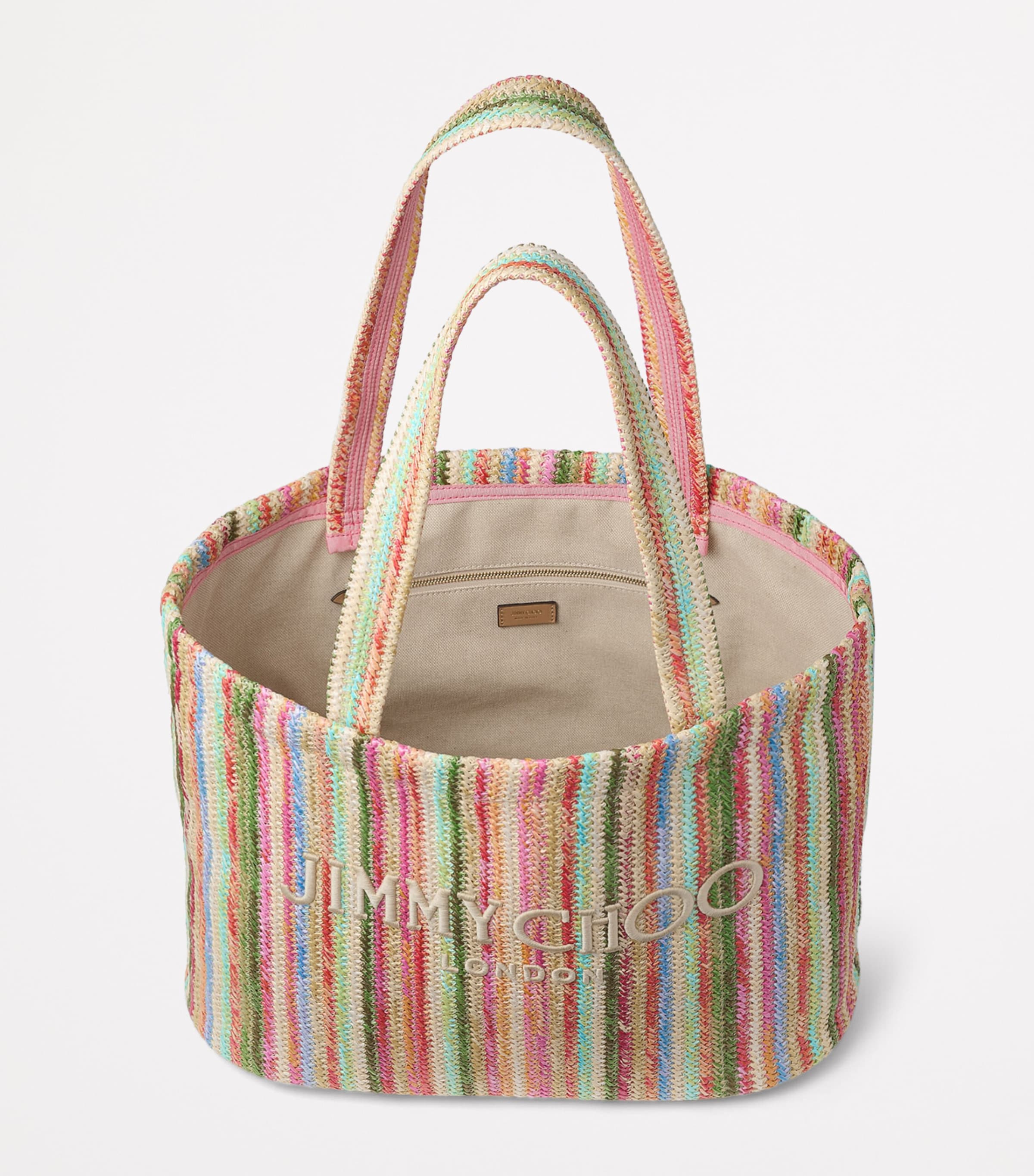 Raffia Striped Beach Tote Bag