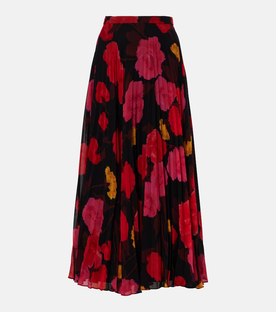 Pleated floral midi skirt
