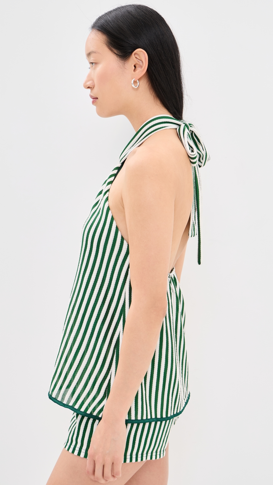 Green Stripe Romper Green