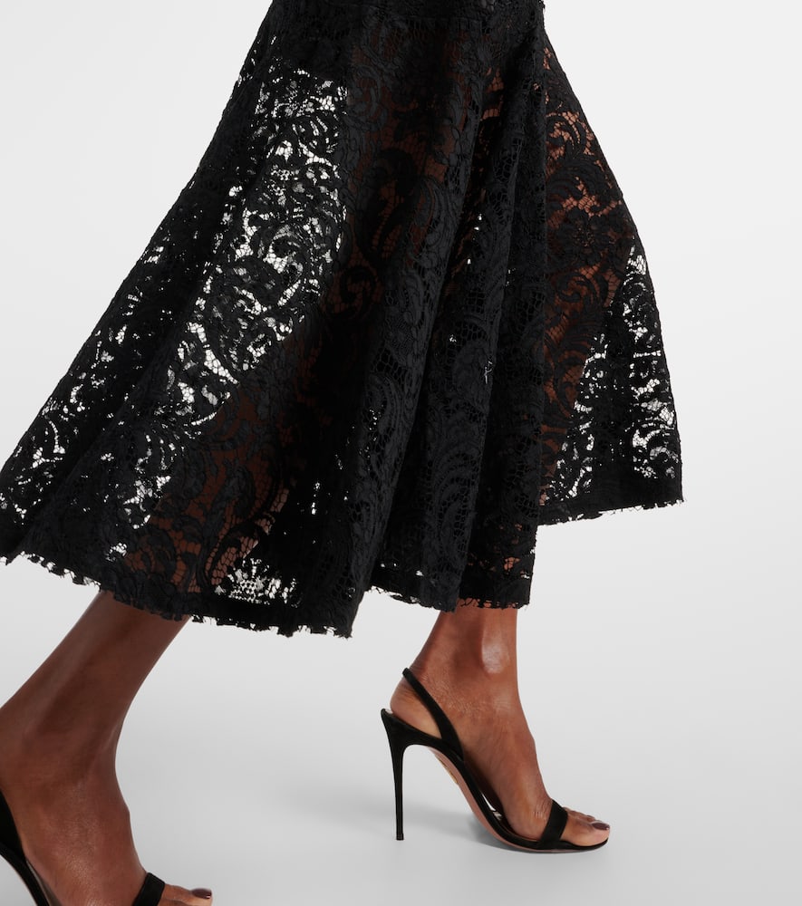 Cotton-blend lace maxi skirt