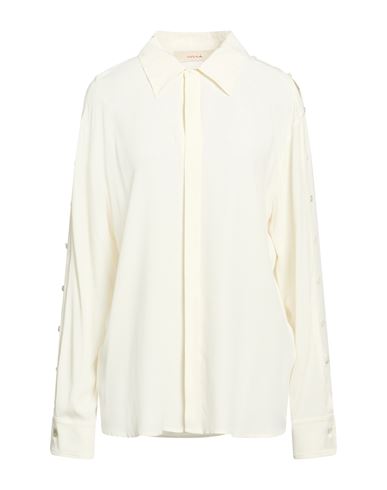 Woman Shirt Cream Size 10 Acetate, Silk