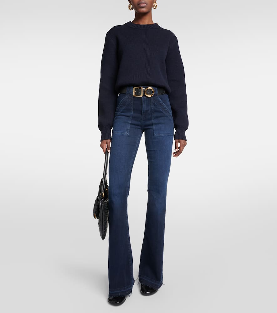 Trapunto high-rise flared jeans
