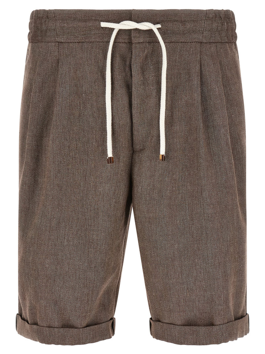 Brunello Cucinelli - chevron linen wool blend bermuda short