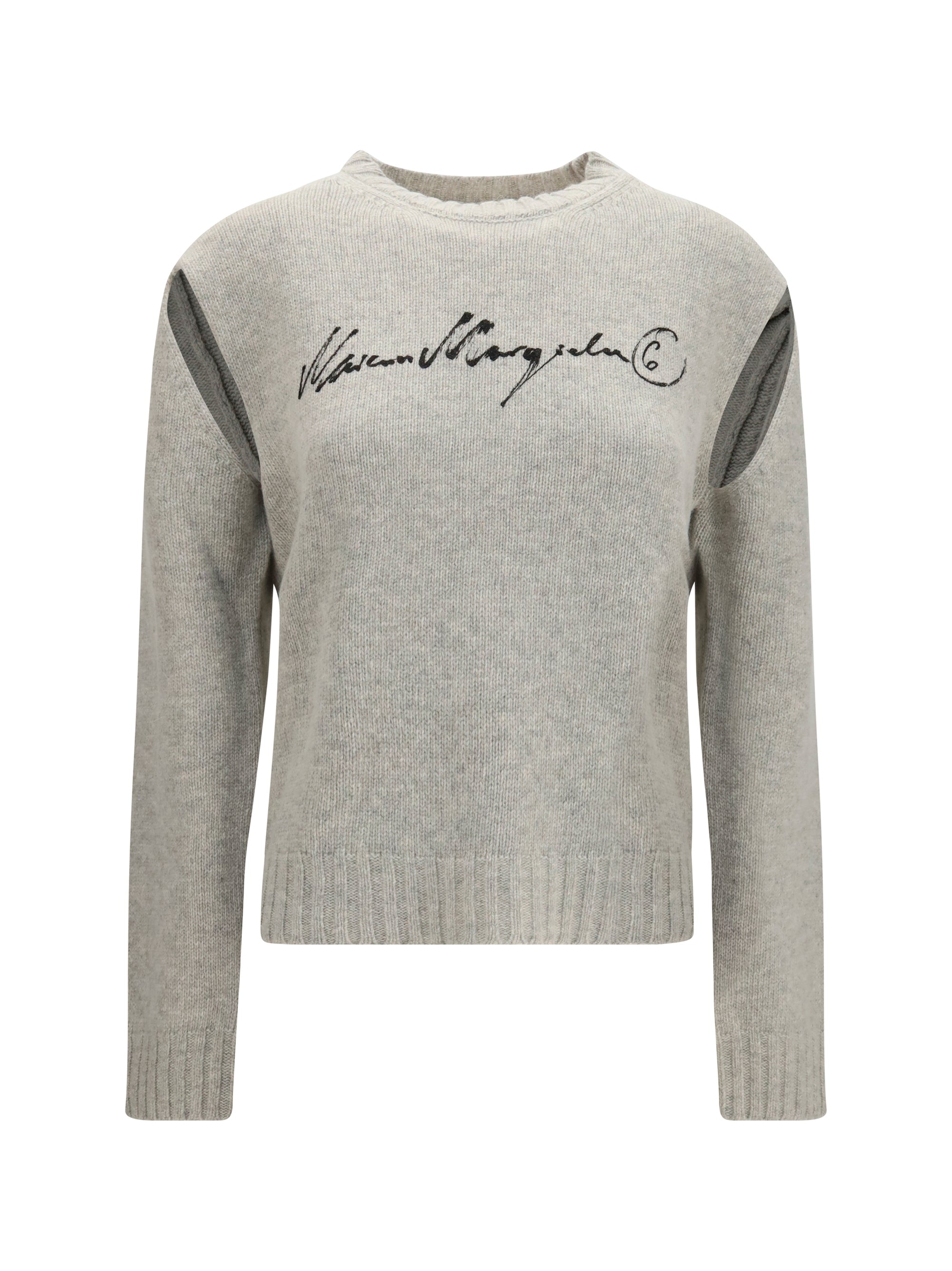 Logo-Embroidered Knit Sweater — Gray