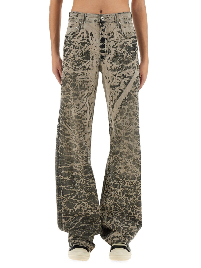 Black Printed Relaxed Mid Rise Jeans
