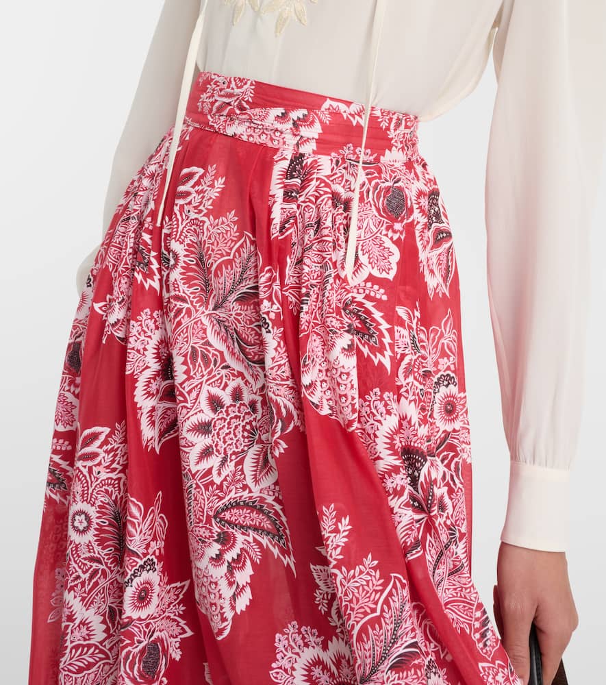 High-rise cotton and silk maxi skirt