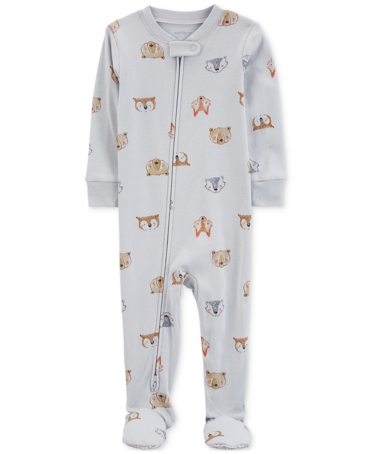 Baby Boys and Baby Girl 2 Way Zip One-Piece 100% Snug Fit Cotton Footed Pajamas - Gray