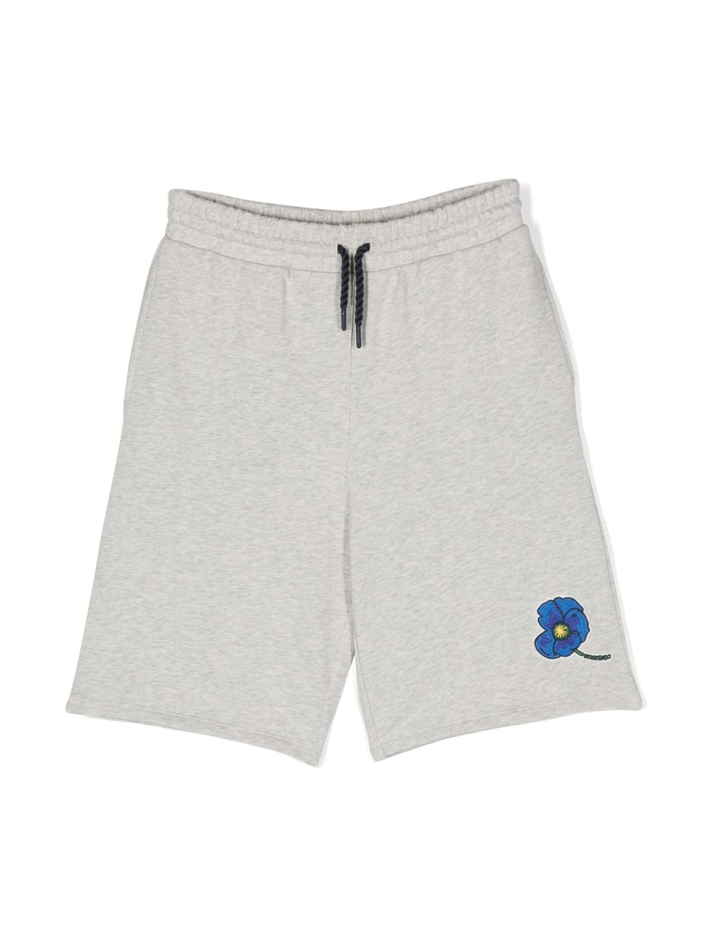 Floral-motif cotton shorts - Grey