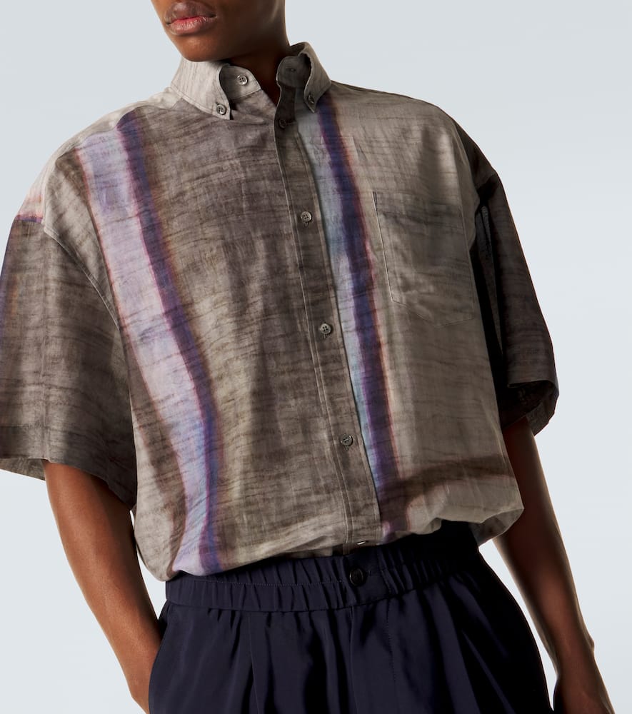 Printed cotton and silk bowling shirt
