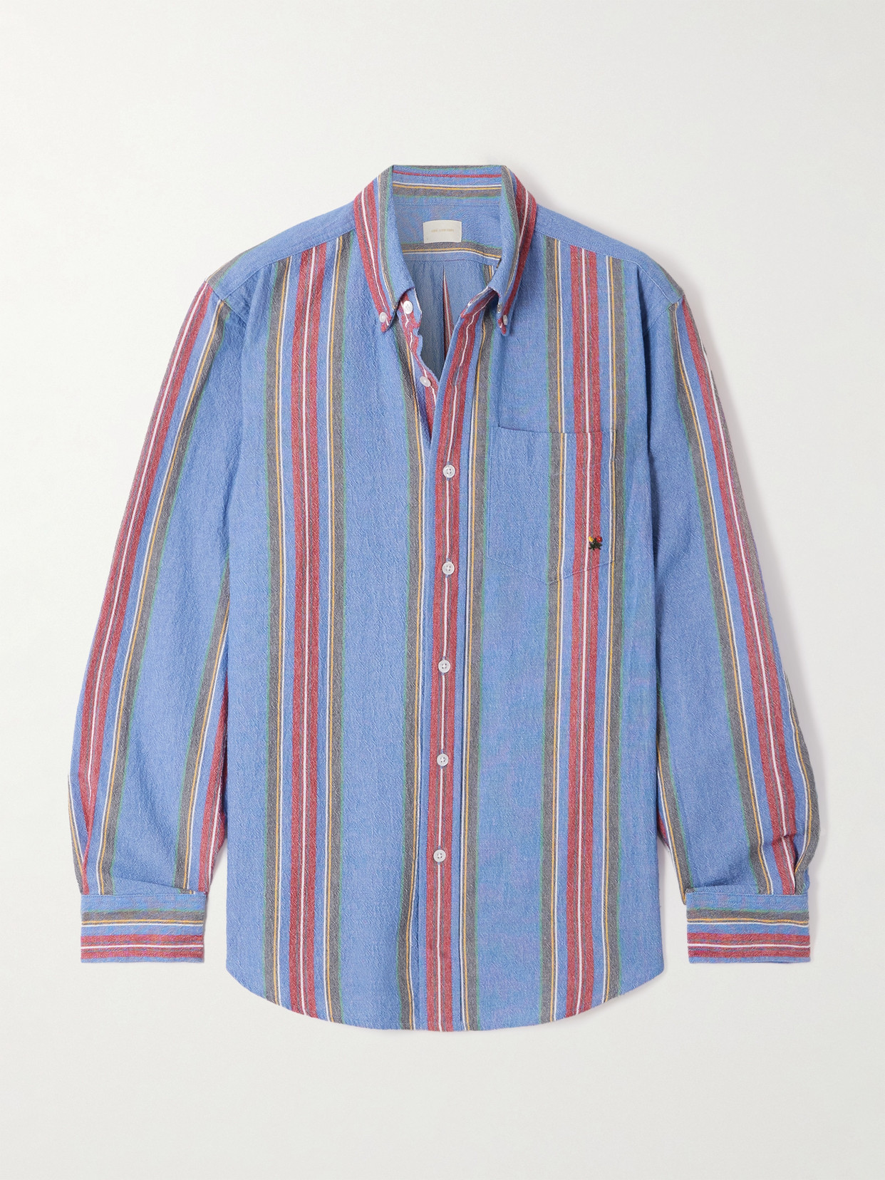 Striped Cotton Oxford Shirt - Blue