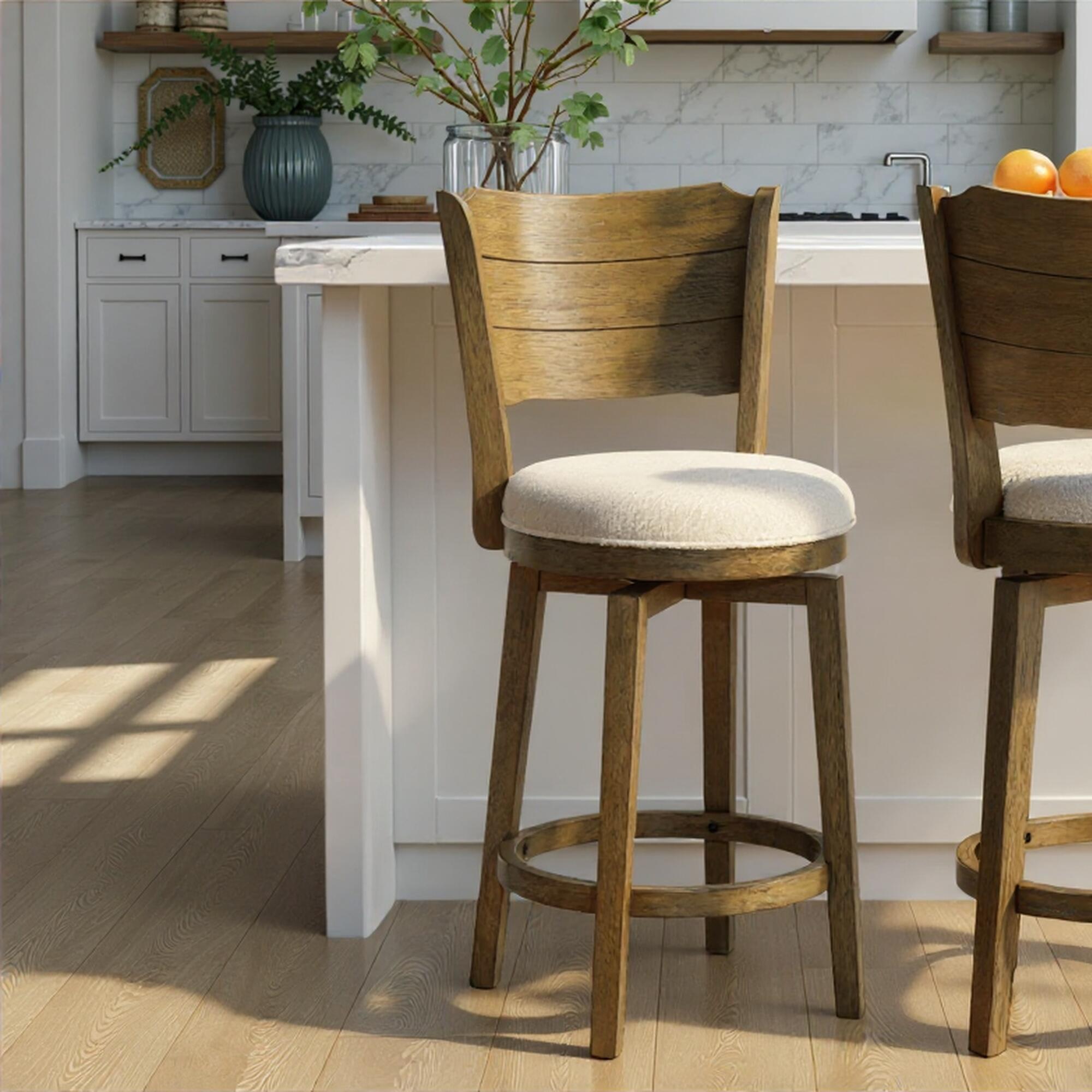 Armen Living Winsley Counter Height Bar Stool, White/Putty Brown