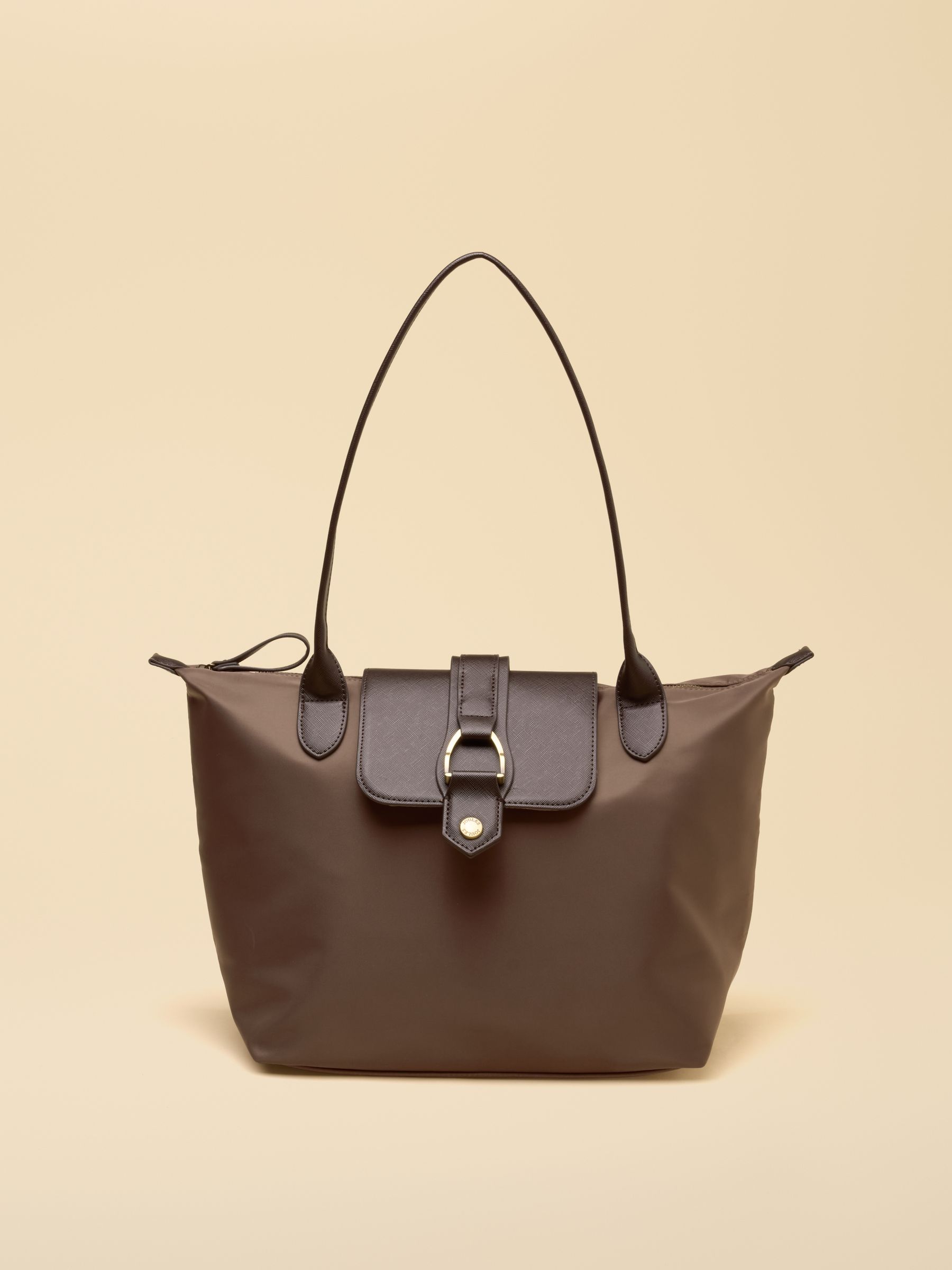 Edie Mocha Brown Zip Top Shopper Bag
