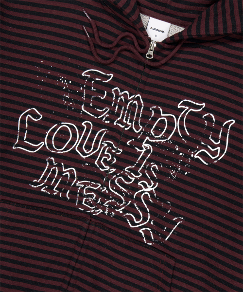 EMPTY STRIPE ZIP UP HOODIE BURGUNDY