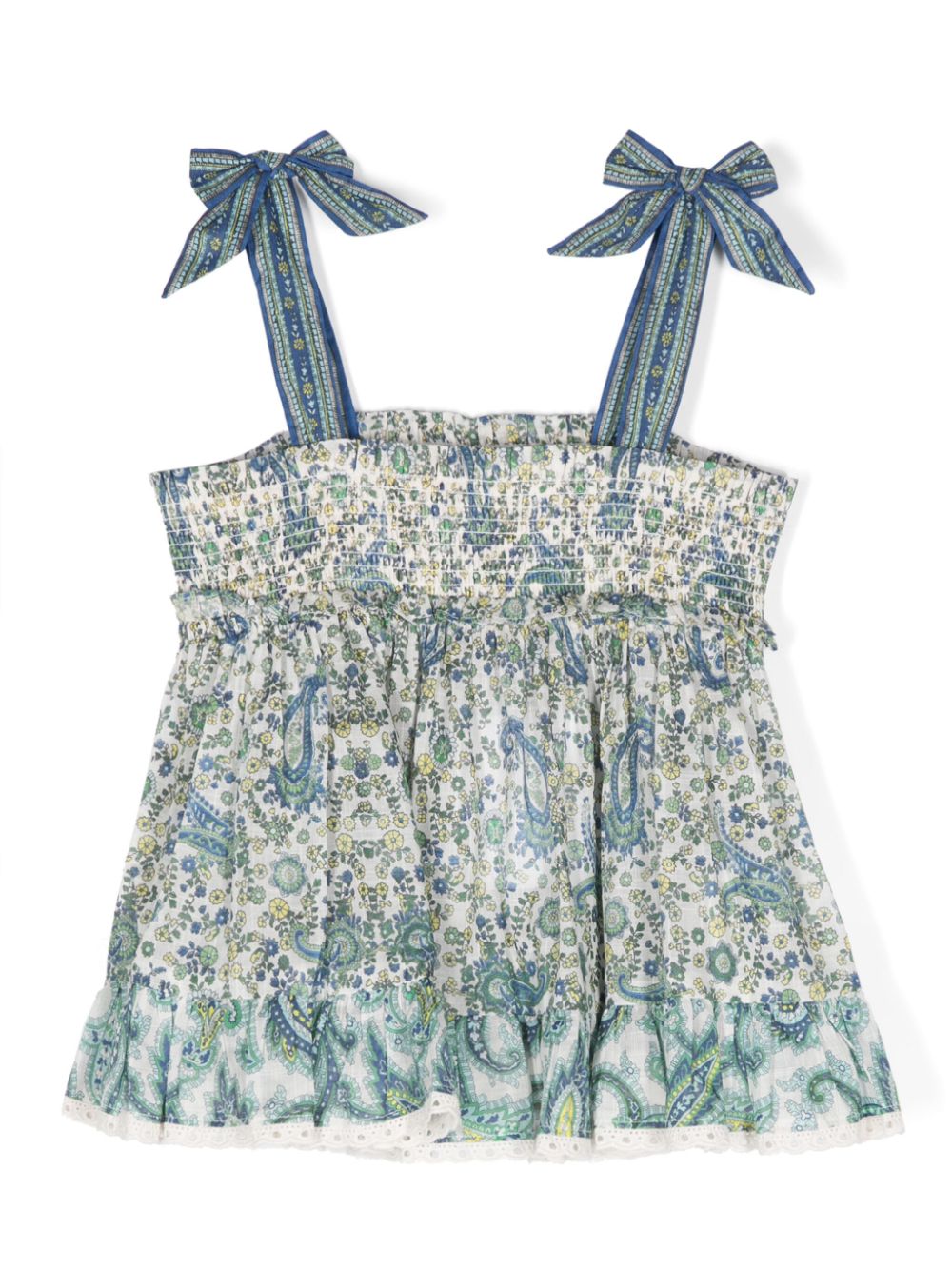 Floral cotton flared blouse - Blue