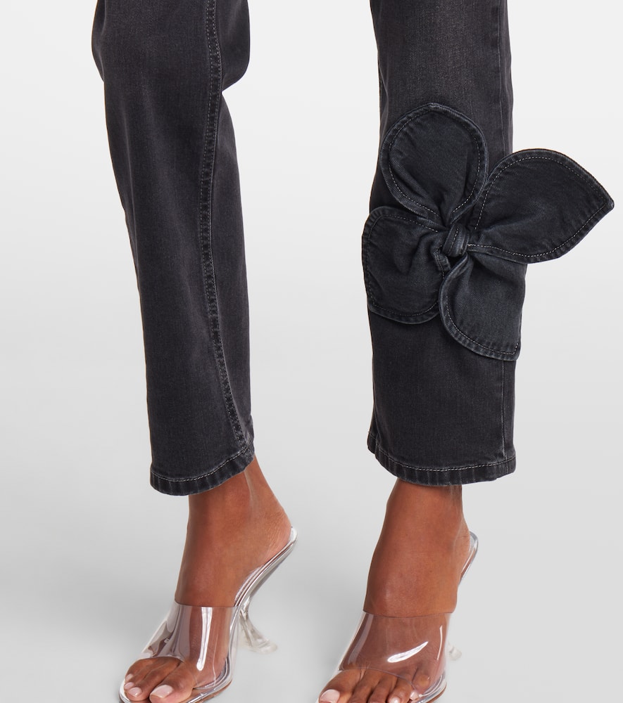 Bow-detail cropped straight jeans