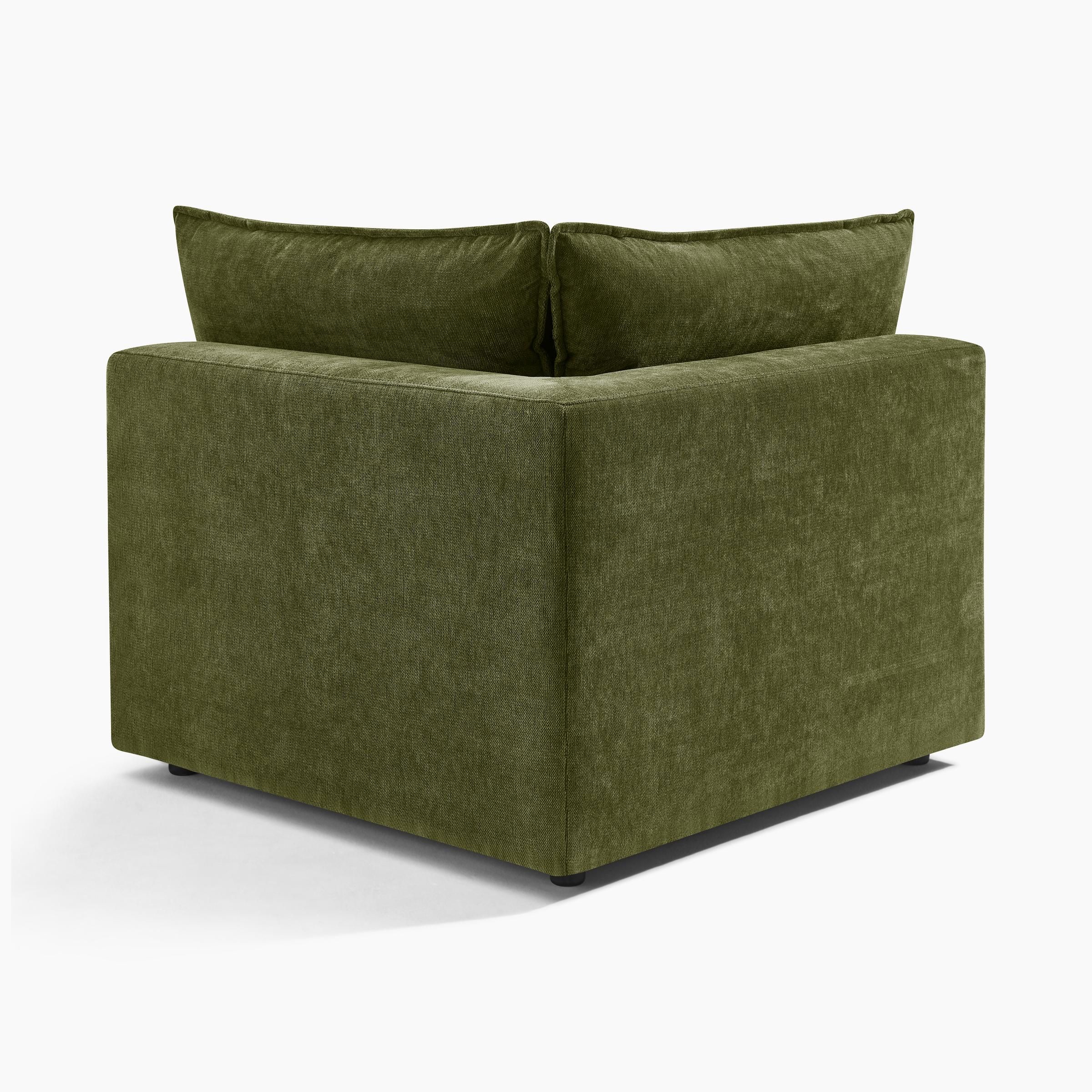 Furnitureboxuk Echo Linen-Look Fabric 4 Seater Modular Corner Sofa In Green