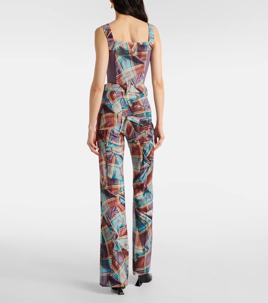 W Ray tartan virgin wool flared pants