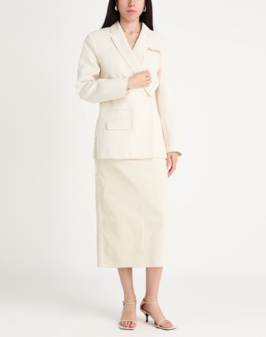 Woman Blazer Off white Size 4 Linen, Viscose, Polyester