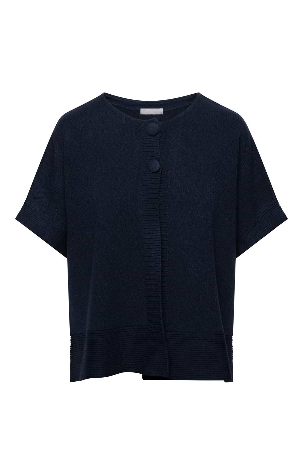 Ladies Two Button Sleeveless Cardigan - Navy Blue