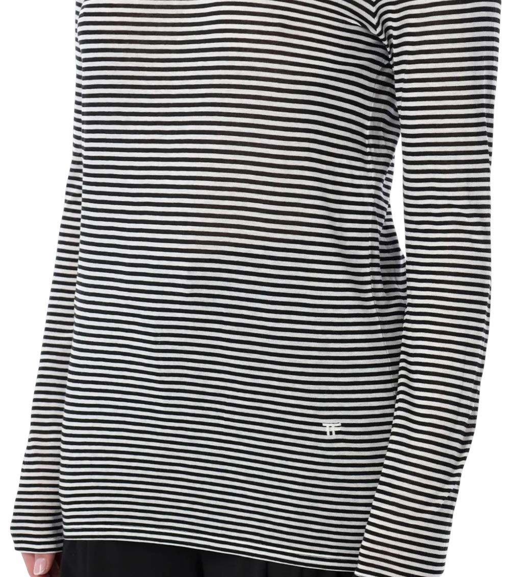 Black Crew Neck Stripes T-Shirt