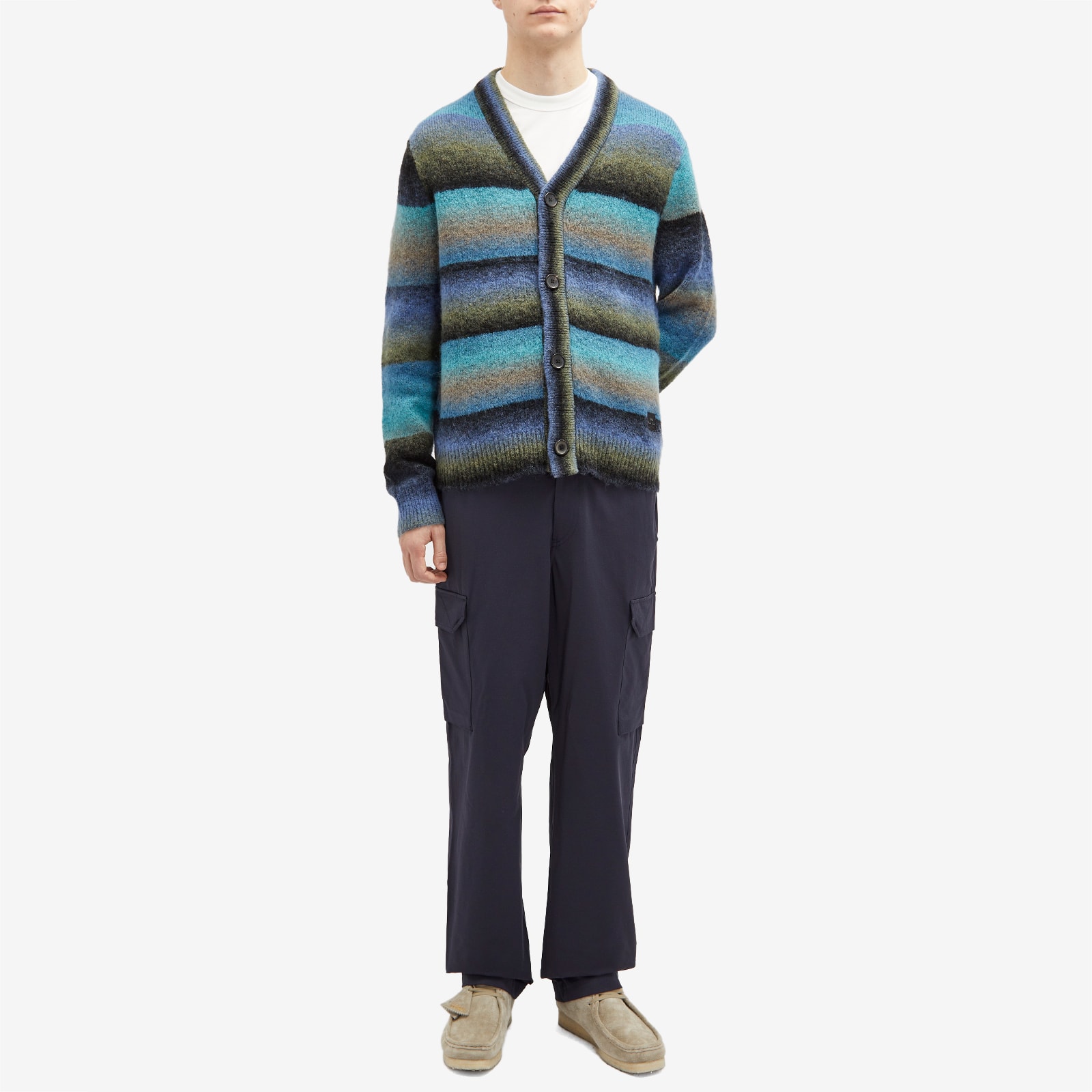 Men's Multi Stripe Cardigan in Blue
