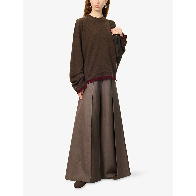 Womens Morea Wide-Leg Wool Trousers