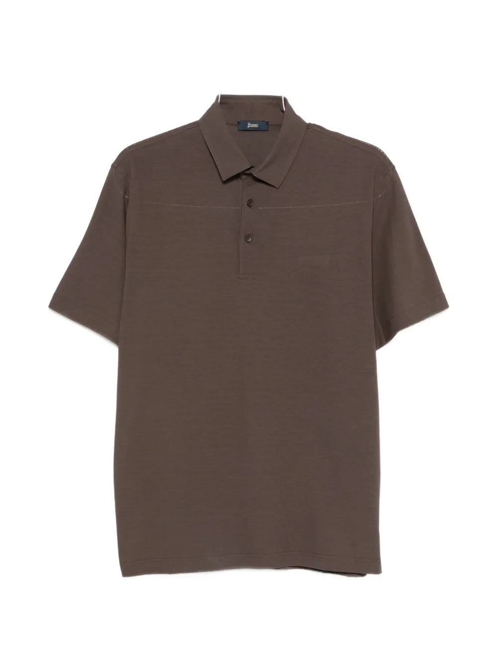 Cotton Button-Up Polo Shirt — Brown