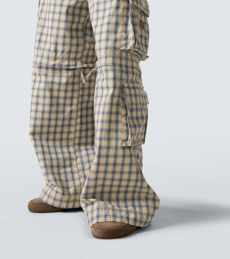 Checked cotton cargo pants