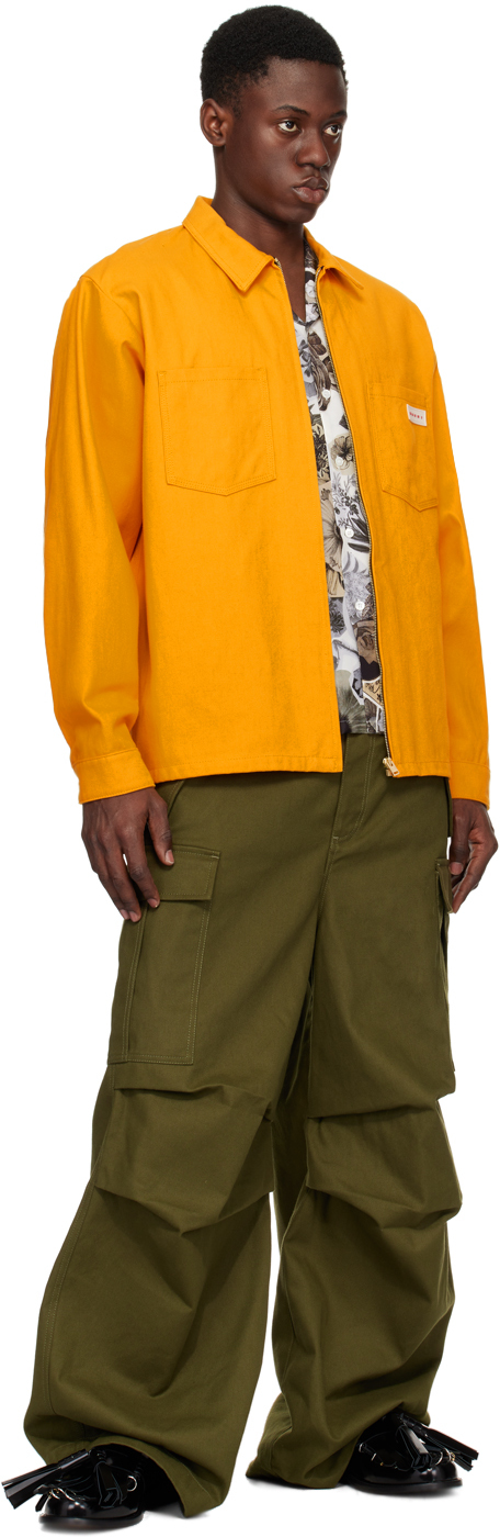 Marni Orange Zip-Up Long Sleeve Shirt