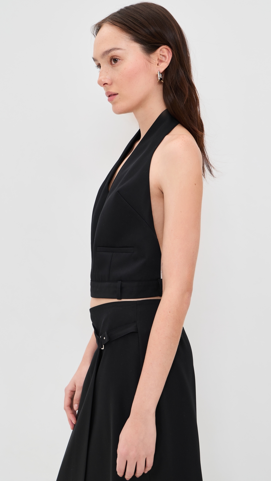 Upside Down Wool Halter Top Black