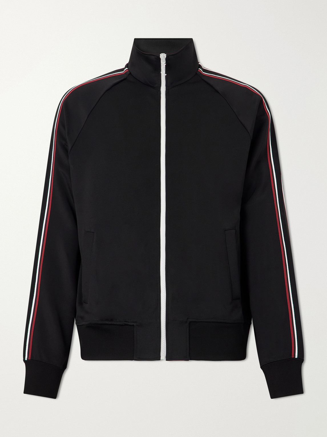 Logo-Detailed Striped Stretch-Jersey Zip-Up Sweatshirt
