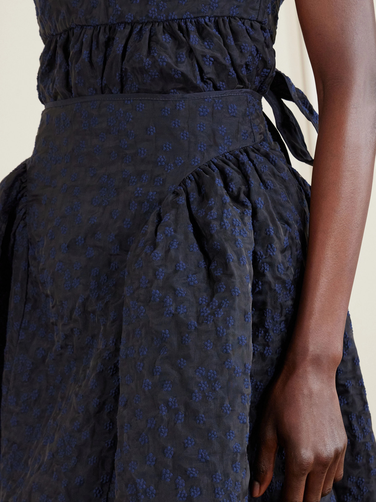 Fabiola Embroidered Cotton-blend Cloqué Midi Skirt - Blue