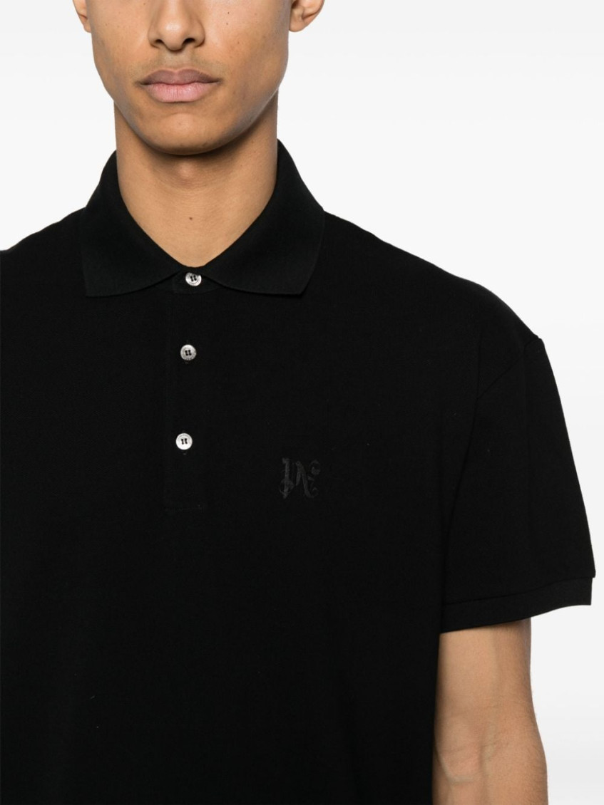 Monogram Embroidered Short-sleeved Polo Shirt