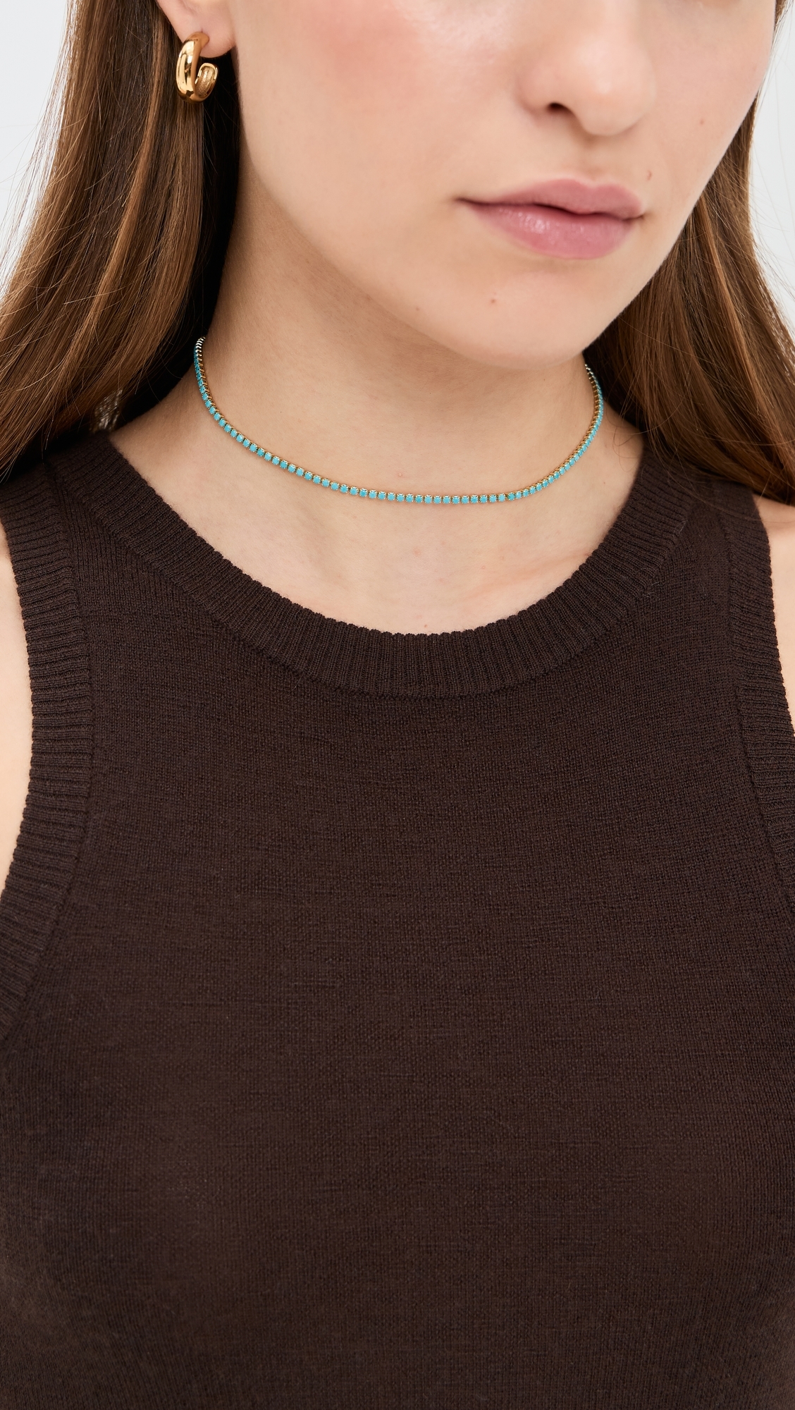 Colored CZ All Around Tennis Choker Turquoise One Size