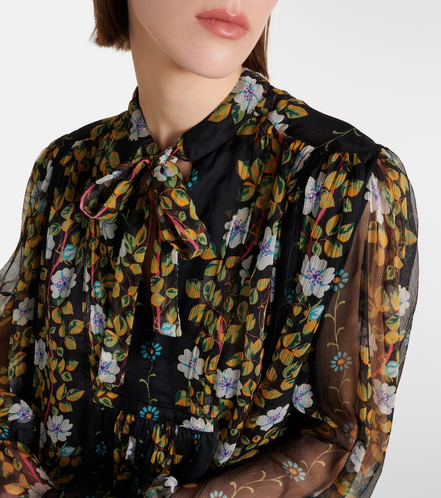 Floral silk crepon minidress