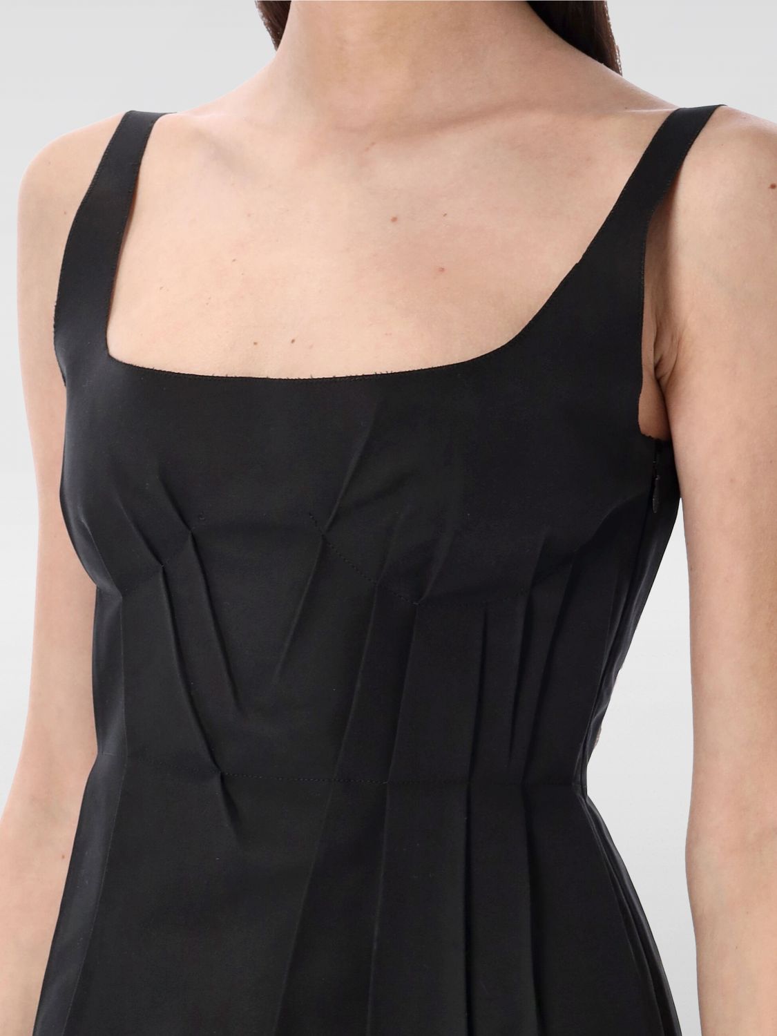 Marni sleeveless pintuck dress - White
