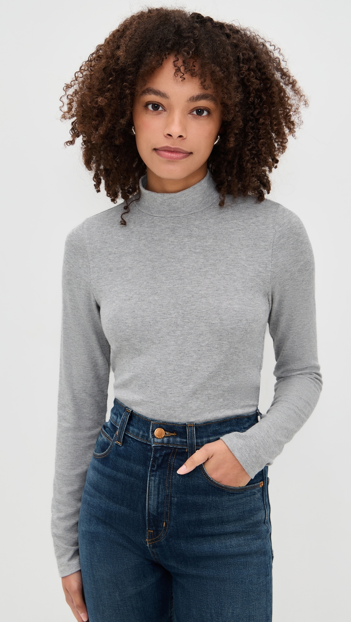 The Mock Neck Heather Grey P