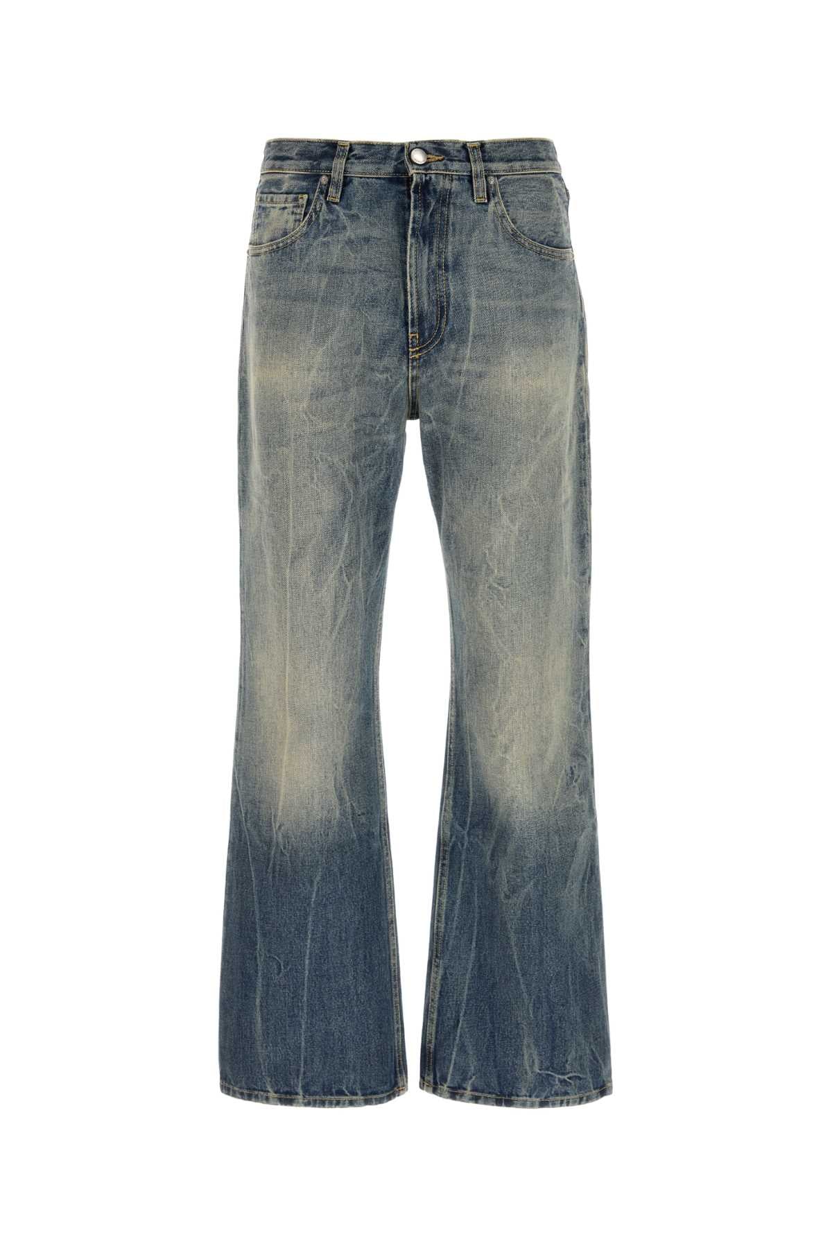 Wide-Leg Cotton Denim Jeans — Blue