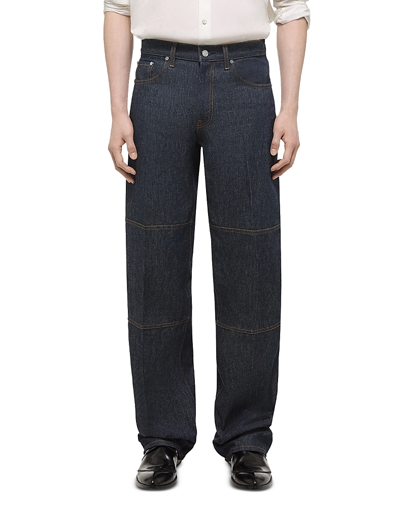Wide Leg Zip Carpenter Jeans in Raw Indigo