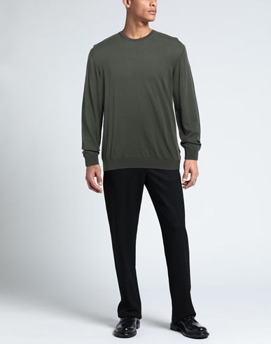Man Sweater Military green Size 40 Cotton