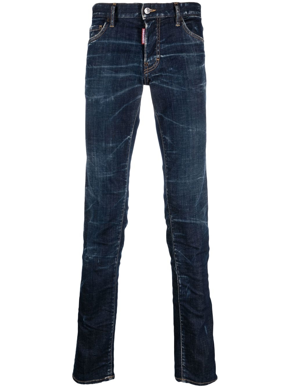 Logo-patch skinny-cut jeans - Blue