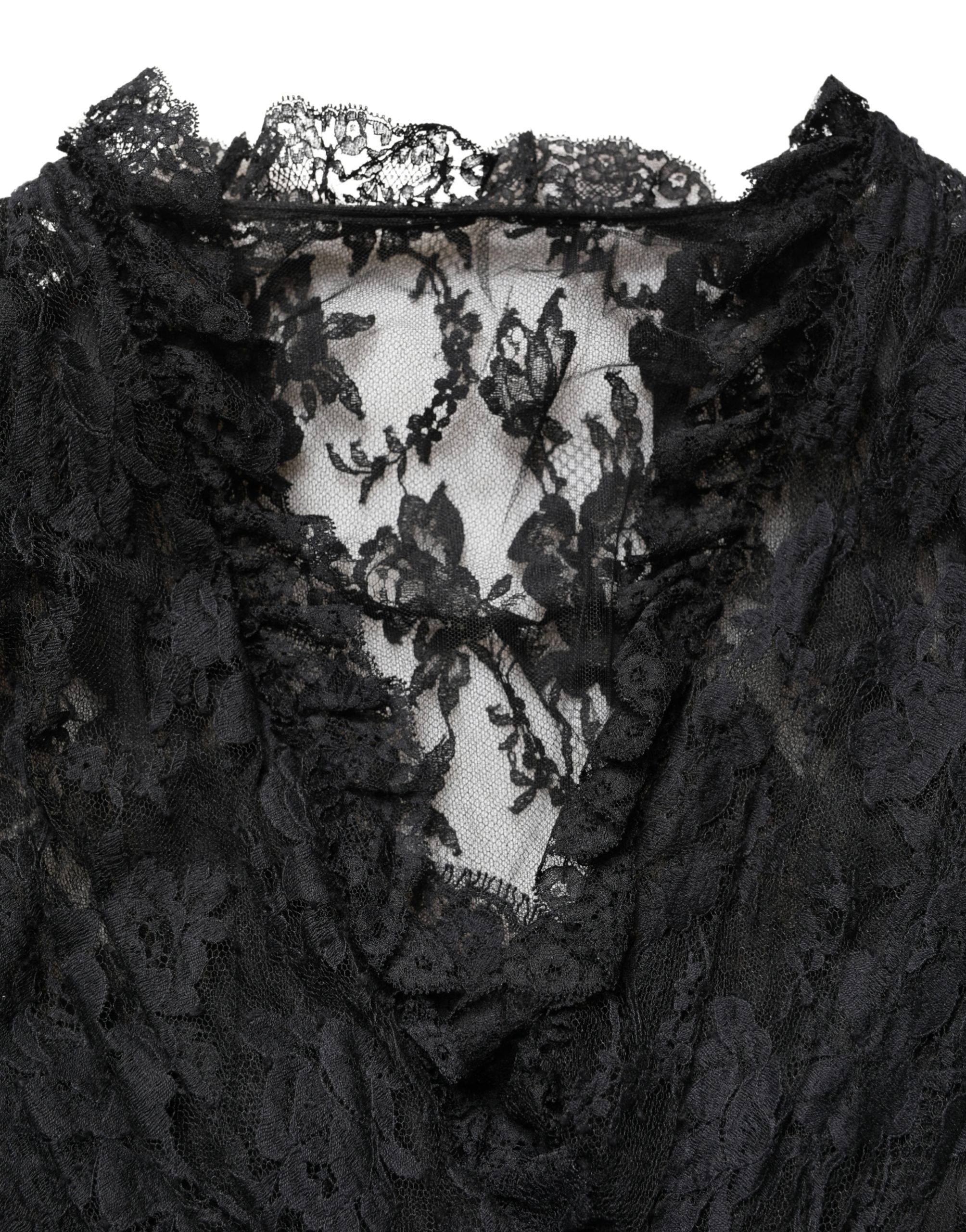 Lace A-Line Evening Gown — Black