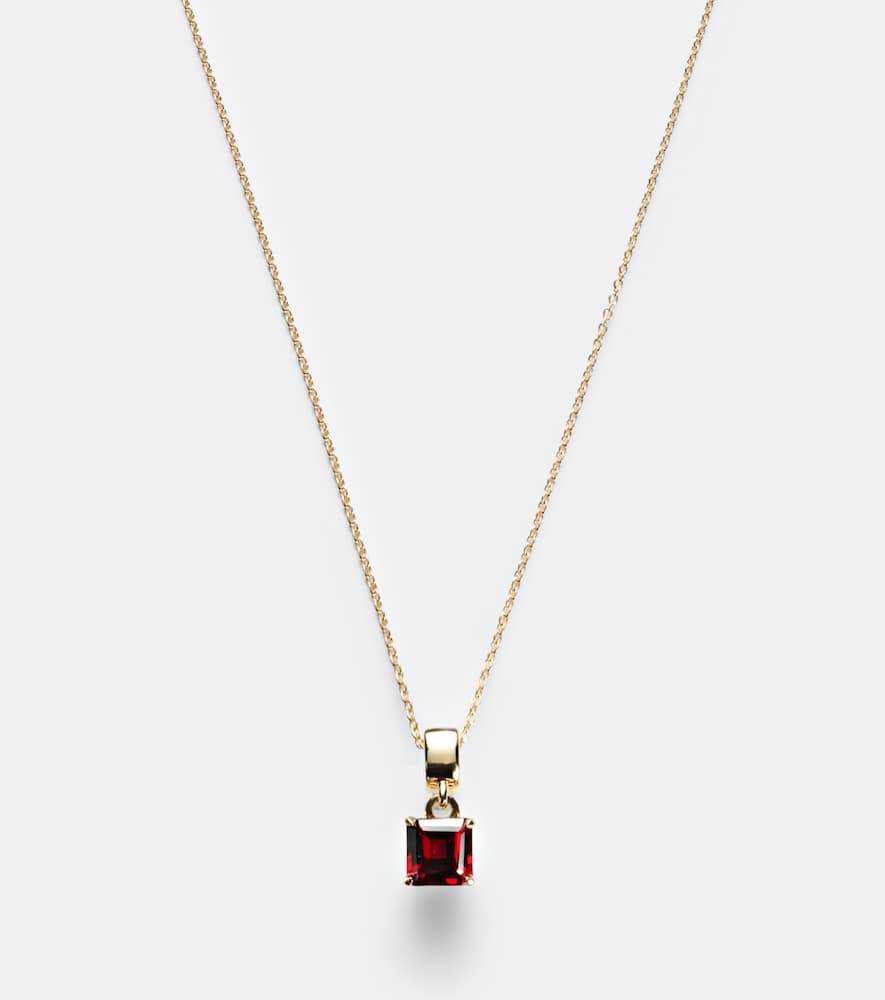10kt gold charm necklace with garnet