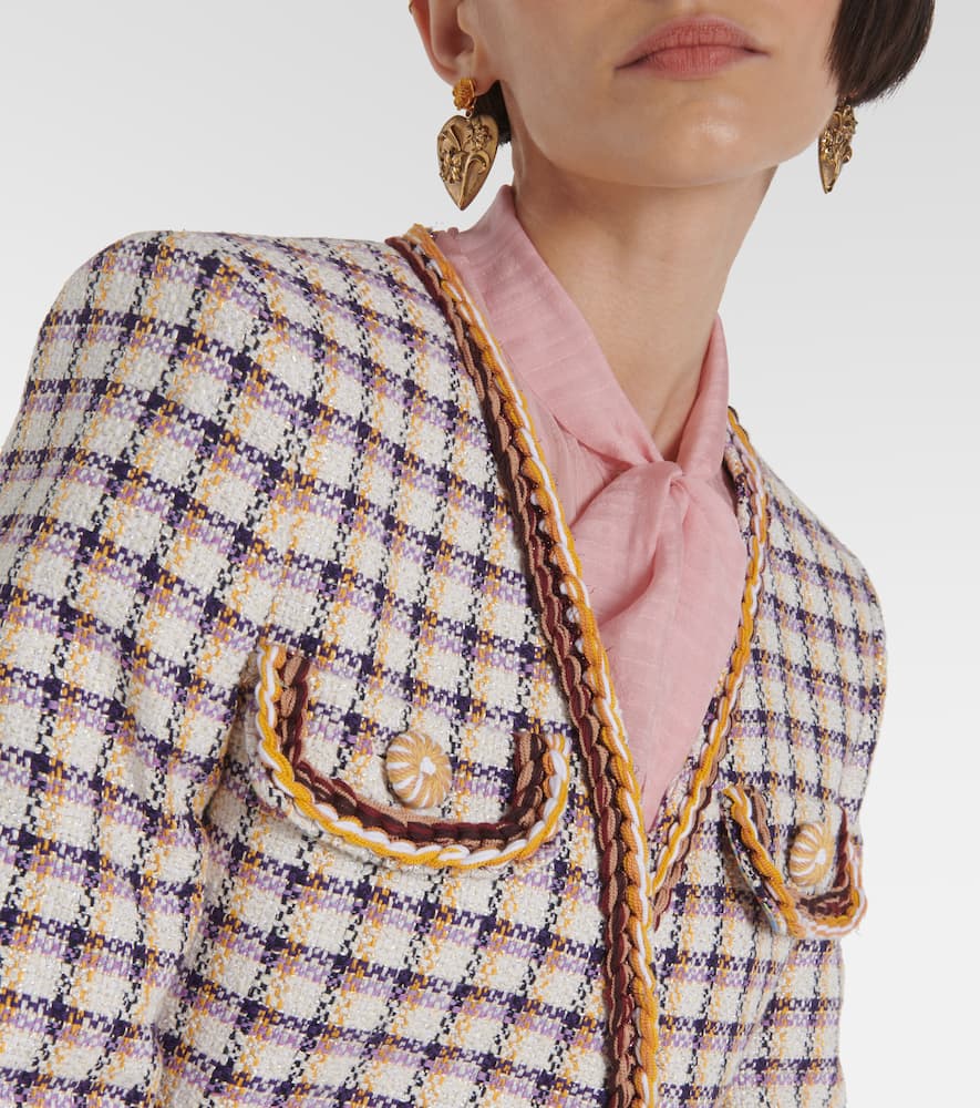 Checked cotton-blend jacket