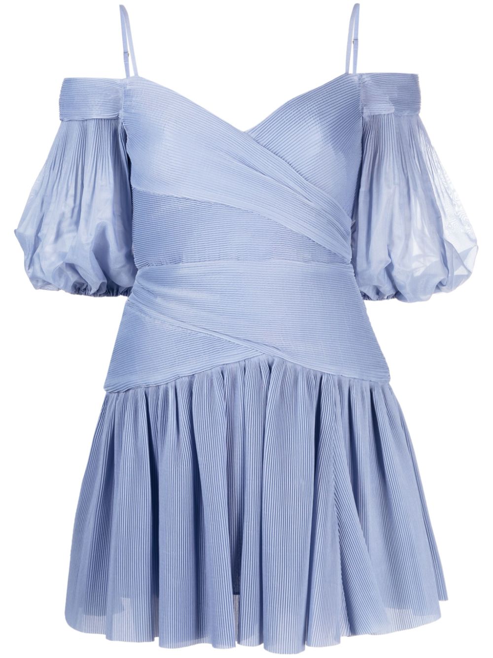 Pleated chiffon minidress - Blue